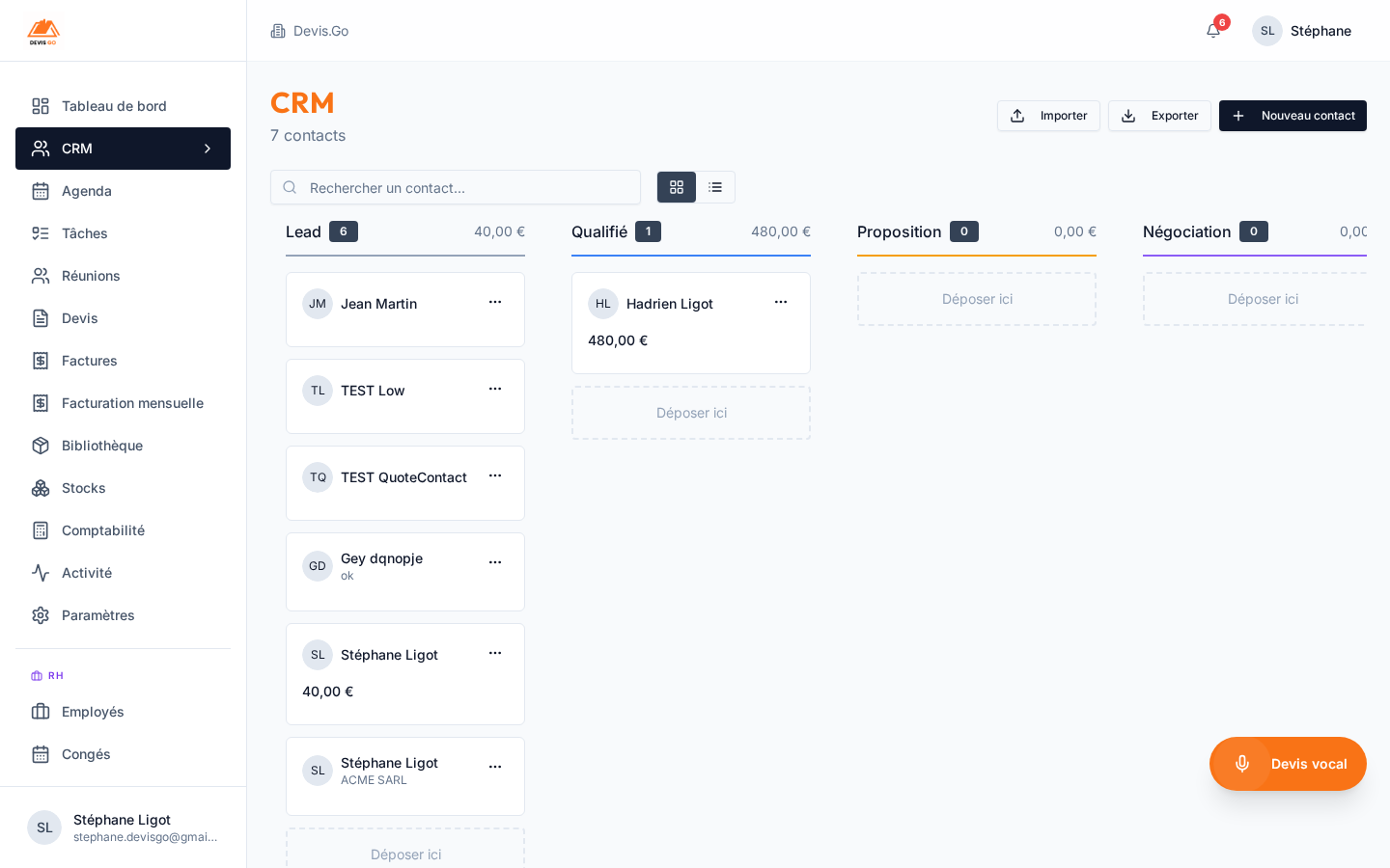 Aperçu CRM — Devis.Go